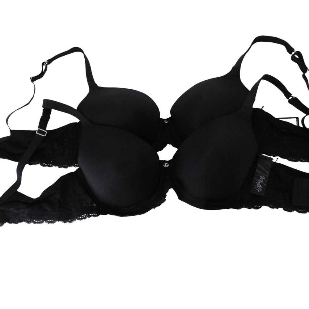 Lot of 2 NEW Montelle Intimates Bra Full Coverage T Shirt Underwire 40B‎ Black